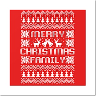 Ugly Christmas sweater Merry Christmas Family white text Posters and Art